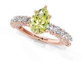 Rose gold Fancy Yellow Pear Cut Diamond Solitaire Ring with Shared Prong Pavé Band and Four-Prong Setting_67