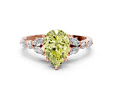 Rose gold Fancy Yellow Pear Cut Diamond Solitaire Ring with Side Stones and Four-Prong Setting_36