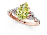 Rose gold Fancy Yellow Pear Cut Diamond Solitaire Ring with Side Stones and Four-Prong Setting_37