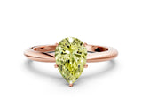 Rose gold Fancy Yellow Pear Cut Diamond Solitaire Ring with Six-Prong Setting and Classic Band_272