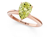 Rose gold Fancy Yellow Pear Cut Diamond Solitaire Ring with Six-Prong Setting and Classic Band_273