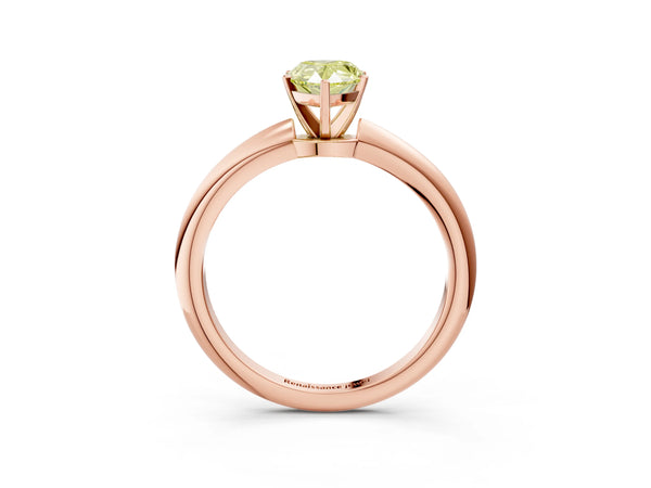 Rose gold Fancy Yellow Pear Cut Diamond Solitaire Ring with Six-Prong Setting and Classic Band