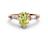 Rose gold Fancy Yellow Pear  Cut Diamond Solitaire Ring with Tapered Baguette Accents and Four-Prong Setting_59