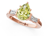 Rose gold Fancy Yellow Pear  Cut Diamond Solitaire Ring with Tapered Baguette Accents and Four-Prong Setting_60