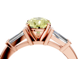 Rose gold Fancy Yellow Pear  Cut Diamond Solitaire Ring with Tapered Baguette Accents and Four-Prong Setting_63