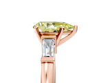Rose gold Fancy Yellow Pear  Cut Diamond Solitaire Ring with Tapered Baguette Accents and Four-Prong Setting_64
