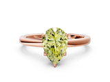 Rose gold Fancy Yellow Pear Cut Diamond Solitaire Ring with Thin Band and Prong Setting_12