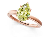 Rose gold Fancy Yellow Pear Cut Diamond Solitaire Ring with Thin Band and Prong Setting_13