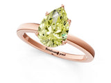 Rose gold Fancy Yellow Pear Cut Diamond Solitaire Ring with Thin Band and Prong Setting_25