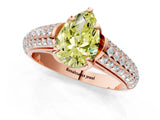 Rose gold Fancy Yellow Pear Cut Diamond Solitaire Ring with Three-Row Pavé Band and Four-Prong Setting_37