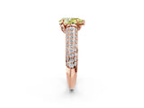 Rose gold Fancy Yellow Pear Cut Diamond Solitaire Ring with Three-Row Pavé Band and Four-Prong Setting_38
