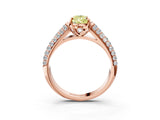 Rose gold Fancy Yellow Pear Cut Diamond Solitaire Ring with Three-Row Pavé Band and Four-Prong Setting_39