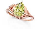 Rose gold Fancy Yellow Pear Cut Diamond Solitaire Ring with Twist Band and Four-Prong Setting_118
