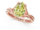 Rose gold Fancy Yellow Pear Cut Diamond Solitaire Twist Band Prong Setting Ring_56