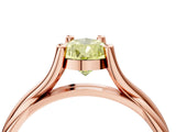 Rose gold Fancy Yellow Pear Cut Diamond Solitaire Twist Band Prong Setting Ring_59
