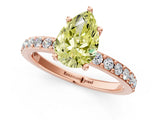 Rose gold Fancy Yellow Pear  Cut Diamond Solitaire with Pave Band and Four-Prong Setting 2