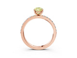 Rose gold Fancy Yellow Pear  Cut Diamond Solitaire with Pave Band and Four-Prong Setting 4