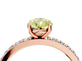 Rose gold Fancy Yellow Pear  Cut Diamond Solitaire with Pave Band and Four-Prong Setting 5