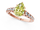 Rose gold Fancy Yellow Pear  Cut Diamond Solitaire with Pave Band and Four-Prong Setting_118