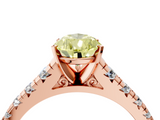 Rose gold Fancy Yellow Pear  Cut Diamond Solitaire with Pave Band and Four-Prong Setting_121