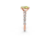 Rose gold Fancy Yellow Pear Cut Diamond Solitaire with Side Stones, Pave Band, Four-Prong Setting_87