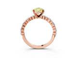Rose gold Fancy Yellow Pear Cut Diamond Solitaire with Side Stones, Pave Band, Four-Prong Setting_88