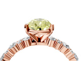 Rose gold Fancy Yellow Pear Cut Diamond Solitaire with Side Stones, Pave Band, Four-Prong Setting_89