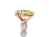 Rose gold Fancy Yellow Pear Cut Diamond Solitaire with Side Stones, Pave Band, Four-Prong Setting_90