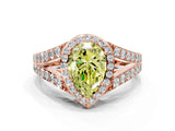 Rose gold Fancy Yellow Pear Cut Diamond Split Shank Halo Ring with Four-Prong Setting_66