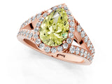 Rose gold Fancy Yellow Pear Cut Diamond Split Shank Halo Ring with Four-Prong Setting_67