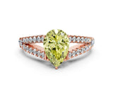 Rose gold Fancy Yellow Pear Cut Diamond Split Shank Pavé Engagement Ring with Four-Prong Setting_92