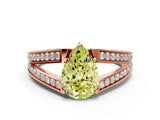Rose gold Fancy Yellow Pear Cut Diamond Split Shank Ring with Pavé Band and Four-Prong Setting_61