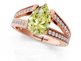 Rose gold Fancy Yellow Pear Cut Diamond Split Shank Ring with Pavé Band and Four-Prong Setting_62