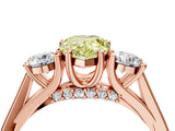 Rose gold Fancy Yellow Pear Cut Diamond Three-Stone Engagement Ring with Prong Setting and Pavé Band_4