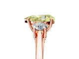 Rose gold Fancy Yellow Pear Cut Diamond Three-Stone Engagement Ring with Prong Setting and Pavé Band_5