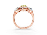 Rose gold Fancy Yellow Pear Cut Diamond Three-Stone Halo Ring with Prong Setting and Pavé Accents_3