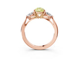 Rose gold Fancy Yellow Pear Cut Diamond Three-Stone Ring with Pear Side Stones and Four-Prong Setting_98