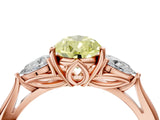 Rose gold Fancy Yellow Pear Cut Diamond Three-Stone Ring with Pear Side Stones and Four-Prong Setting_99