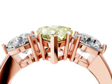 Rose gold Fancy Yellow Pear Cut Diamond Three-Stone Ring with Prong Setting and Classic Band_151
