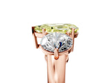 Rose gold Fancy Yellow Pear Cut Diamond Three-Stone Ring with Prong Setting and Classic Band_152