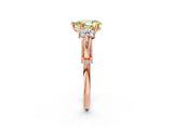 Rose gold Fancy Yellow Pear Cut Diamond Three-Stone Ring with Prong Setting and Pavé Band_2