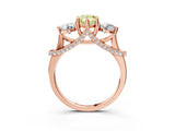 Rose gold Fancy Yellow Pear Cut Diamond Three-Stone Ring with Prong Setting and Pavé Band_3