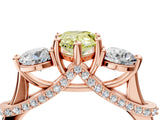 Rose gold Fancy Yellow Pear Cut Diamond Three-Stone Ring with Prong Setting and Pavé Band_4