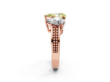 Rose gold Fancy Yellow Pear Cut Diamond Three-Stone Ring with Prong Setting and Textured Band_2