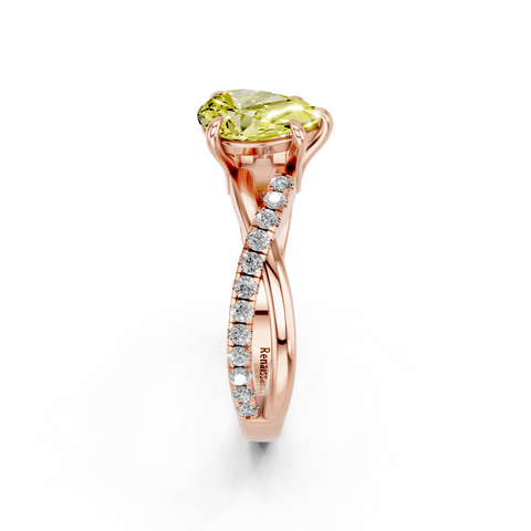 Rose gold Fancy Yellow Pear  Cut Diamond Twist Band Solitaire with Prong Setting_4