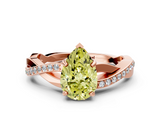 Rose gold Fancy Yellow Pear  Cut Diamond Twisted Band Engagement Ring with Prong Setting_3