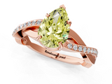 Rose gold Fancy Yellow Pear  Cut Diamond Twisted Band Engagement Ring with Prong Setting_4