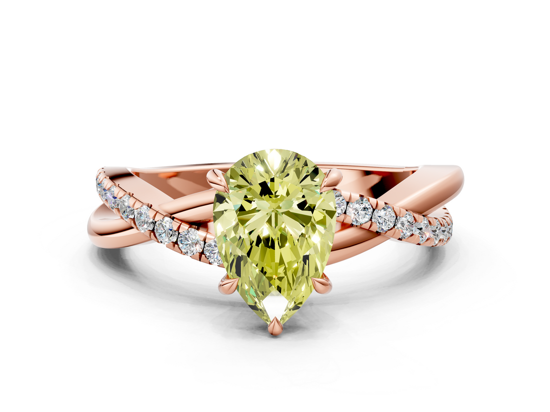 Rose gold Fancy Yellow Pear  Cut Diamond Twisted Band with Pavé Setting and Four-Prong Setting_20