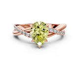 Rose gold Fancy Yellow Pear  Cut Diamond Twisted Band with Pavé Setting and Four-Prong Setting_20
