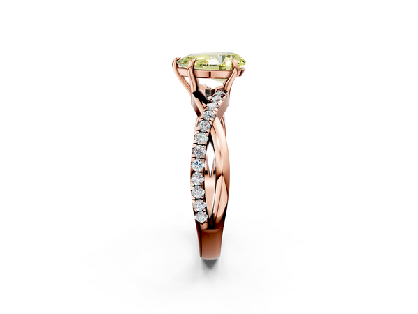 Rose gold Fancy Yellow Pear  Cut Diamond Twisted Band with Pavé Setting and Four-Prong Setting